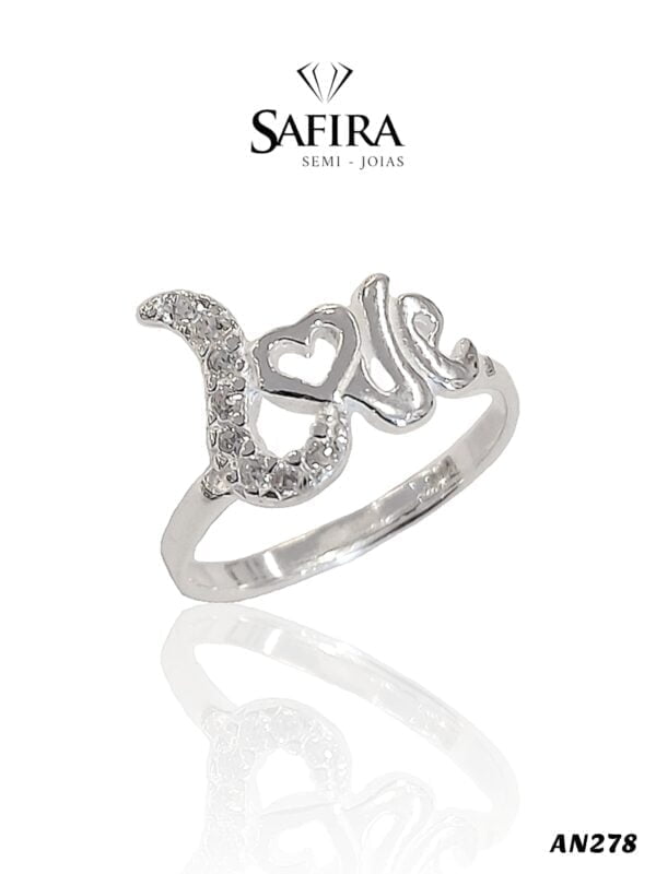 Anel Love com Zirconia Prata
