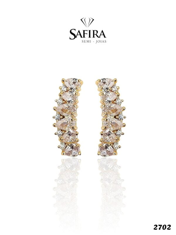 Brinco Earcuff Zirconias Baguetes