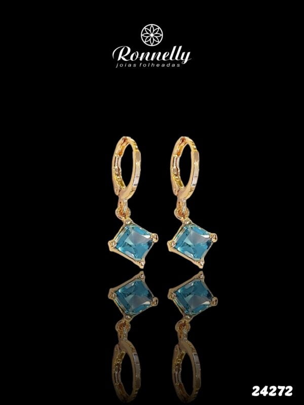 Argola Zirconia Pendurada Azul