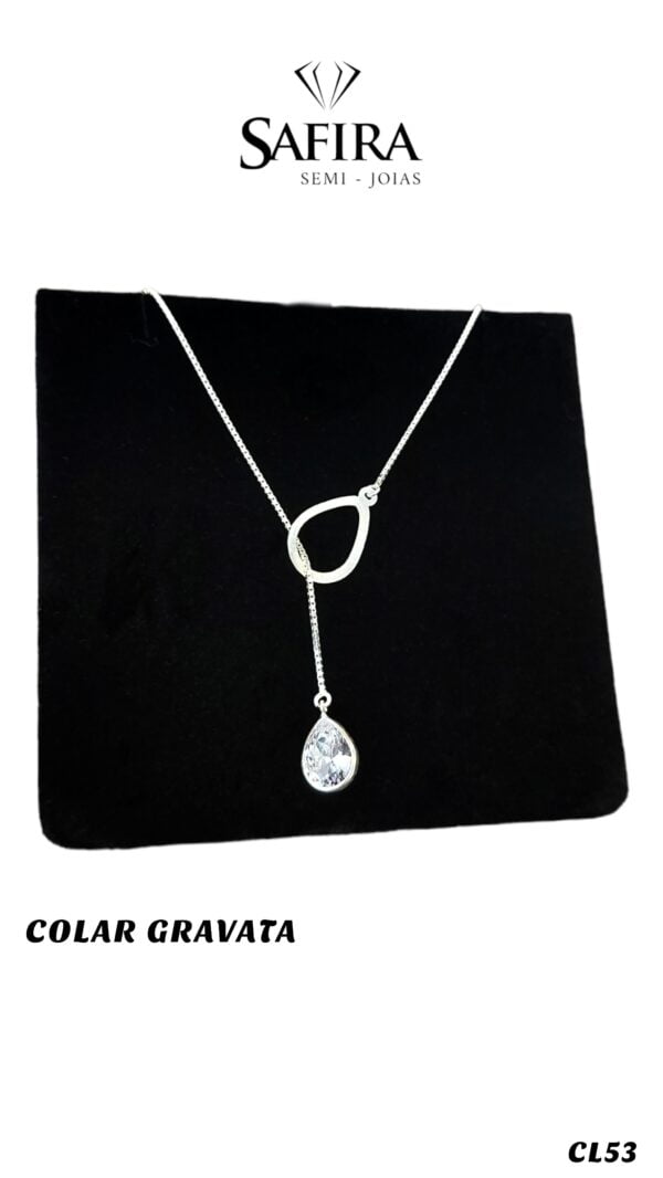 Colar Gravata Gota Zirconia