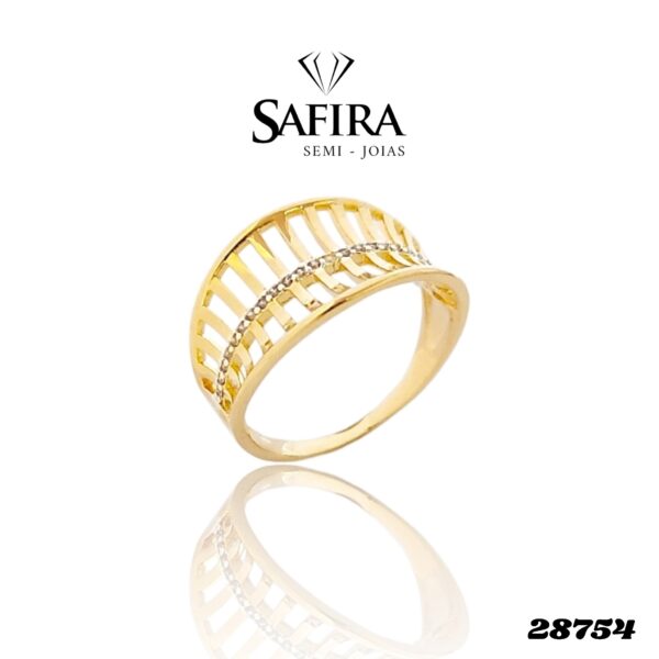 Anel Largo Fios com Zirconia