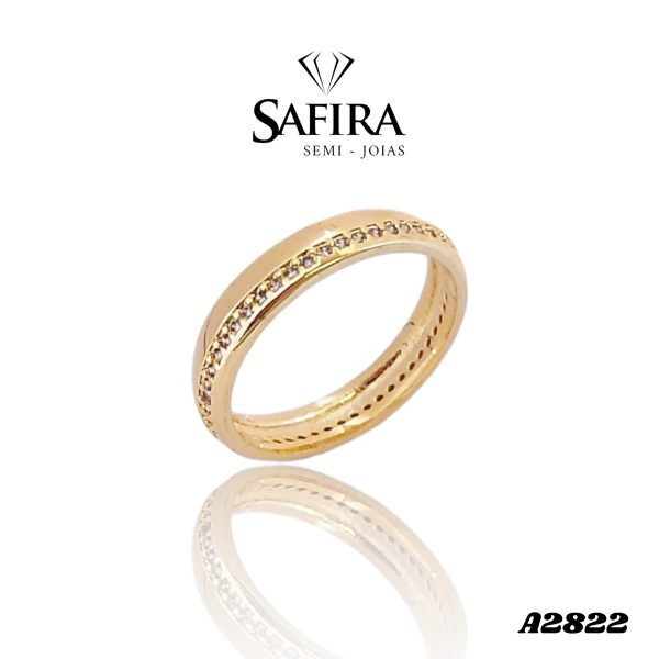 Anel Liso com 1 Filete de Zirconia