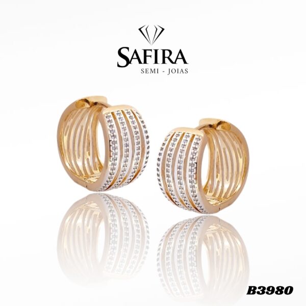 Argola Larga Grossa 4 Fios de Zirconia G